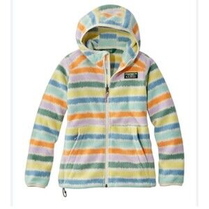 L.L.Bean Kids Mountain Full Zip Fleece Hooded Jacket Printed Multicolor Large 14